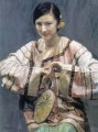 zg053cD172 Pintor chino Chen Yifei Chica